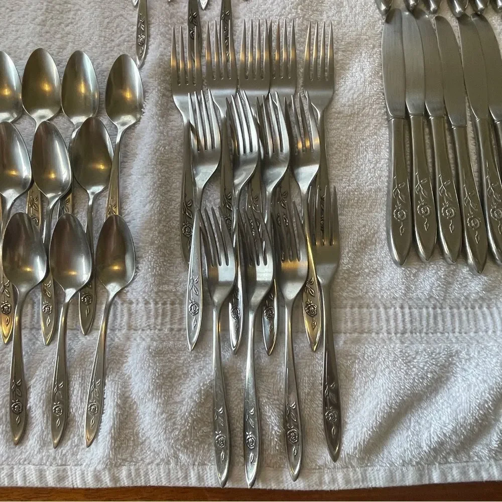 Vintage Oneida Community Stainless My Rose Collection Serving and Flatware